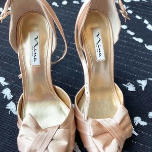 Nina gold satin heels